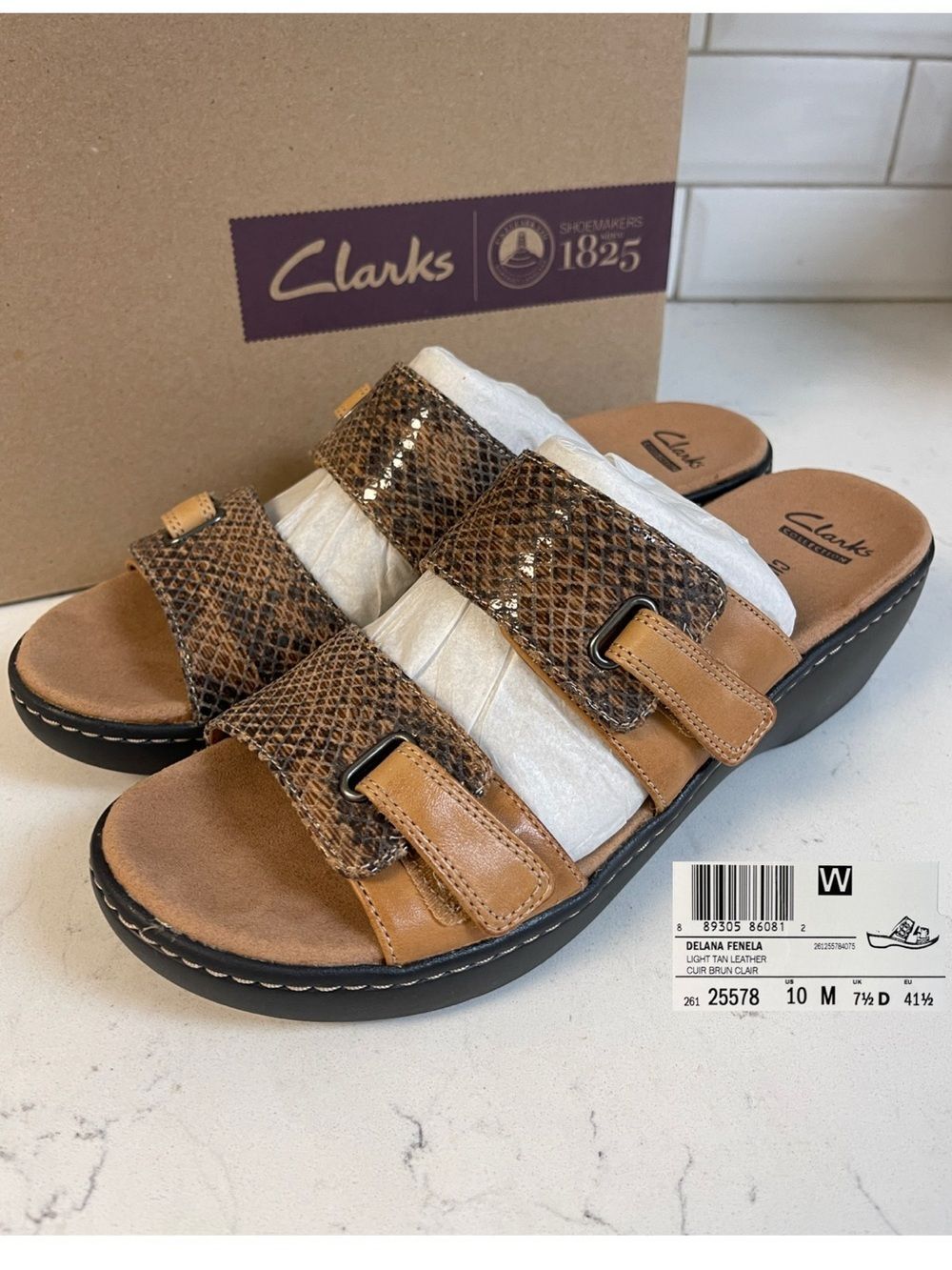 Clark’s Women’s Delana Fenela Sandal Light Tan Leather Size 10 Worn 1-2 times